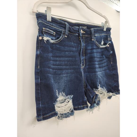 Judy Blue High Waist Mild Destroy Cut Offs Mid Lengths Shorts Size XL - Picture 3 of 5